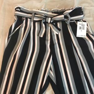 harmony + havoc striped paperbag hi waist pants